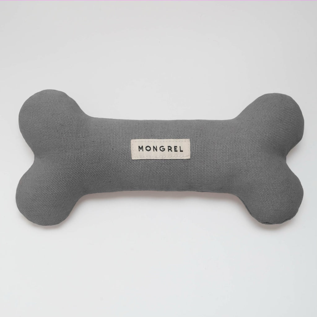 Mongrel's hardwearing, eco-friendly dog bone toy in colour 'coal'